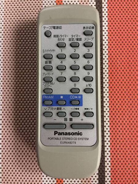 送料無料★Panasonic★パナソニック★純正★CDラジカセ★RX-DT36 用リモコン★EUR648279★中古★動作品★返金保証あり★