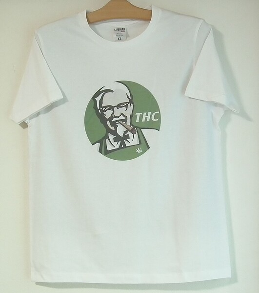 新品・送料込★パロディーTシャツ★白半袖★KFC★ケンタッキー★THC★カーネル