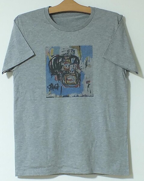 新品・送料込★アートTシャツ★グレー半袖★バスキア★顔★ジャン・ミシェル