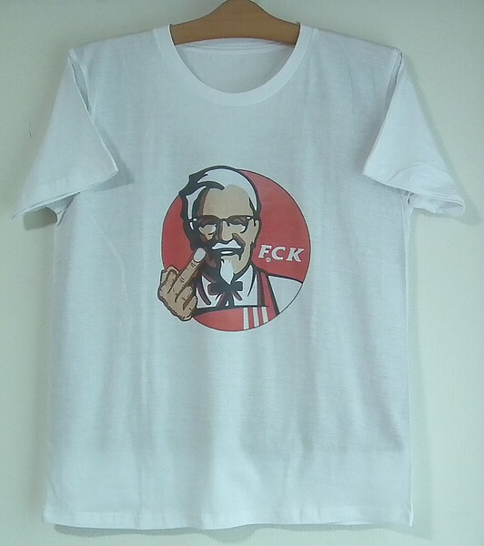 新品・送料込★パロディーTシャツ★白半袖★KFC★ケンタッキー★Fuck★カーネル