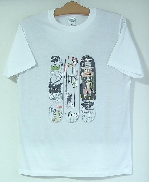 新品・送料込★アートTシャツ★白半袖★バスキア★スケートボード★ジャン・ミシェル