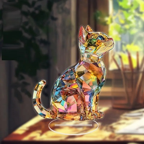 クリスタルキャット ステンドグラス風 アクリル板(2D)