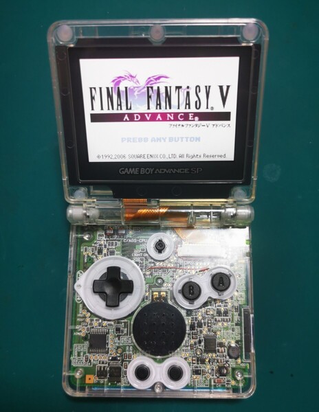 ゲームボーイアドバンスSP バックライトIPS液晶 換装品 USB−C充電、ヘッドホン出力対応 クリア