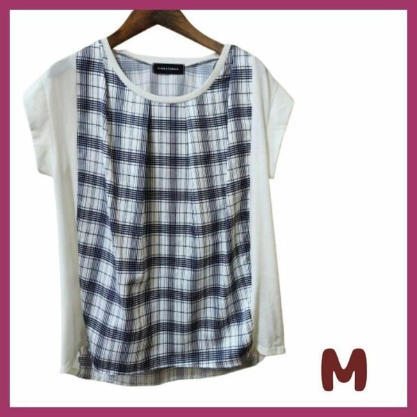 レディース Mサイズ トップス Tシャツ カットソー 丈長め 半袖 ネイビー
