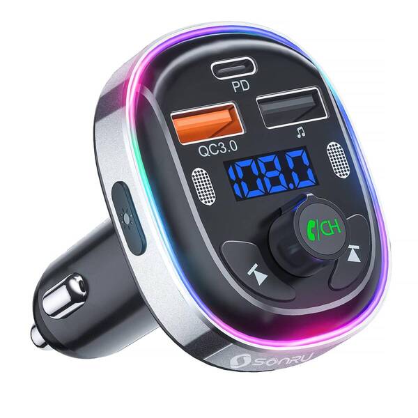 ノイズ軽減 デュアルマイク 車載充電器 3つポート 5.3 USB&Type-C QC3.0急速充電 Bluetooth PD30