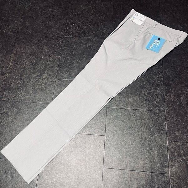 W97cm クールドライ 冷感 ストレッチ ストライプ柄 パンツ スラックス ワンタック 新品 送料無料 メンズ 春夏 薄手 ゴルフ 薄茶 ブラウン