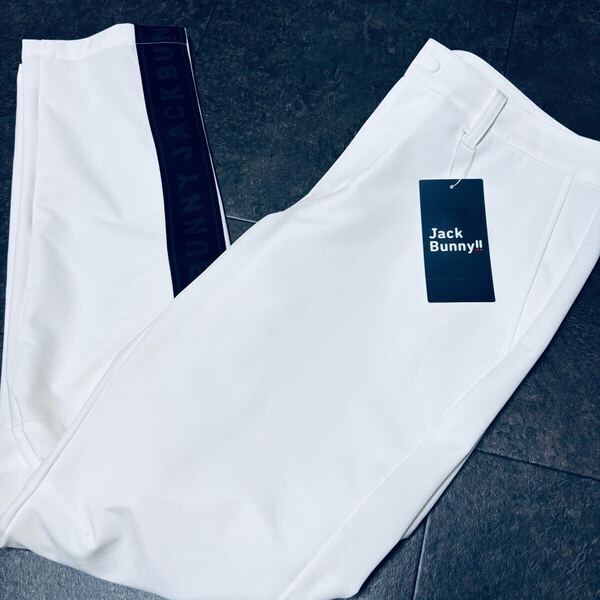 W88cm/L 定価17,600円 ジャックバニー ゴルフ メンズ 春夏秋 ロングパンツ ストレッチ 薄手 軽量 新品 送料無料 ホワイト 白