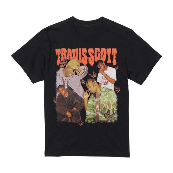 トラヴィススコット Travis Scott ラップ Tシャツ 半袖 黒Mサイズ 90年代 ヒップホップ ビンテージ プリント ストリート ゆったり