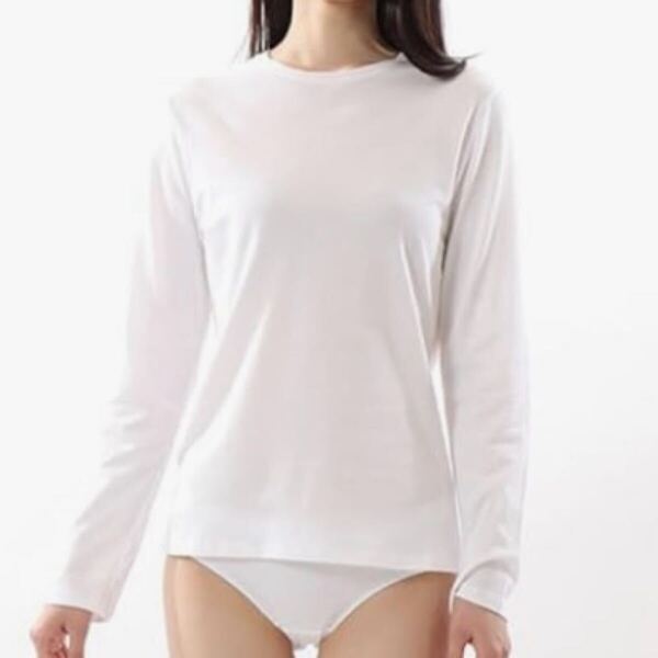 Hanes★ロングTシャツ☆長袖☆丸首☆綿100%☆タグレス仕様☆ロングスリーブTシャツ☆アンダーウェア☆ウィメンズ☆HW4EY103★L