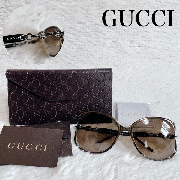 極美品 GUCCI グッチ ラインストーン コンビフレーム サングラス 眼鏡