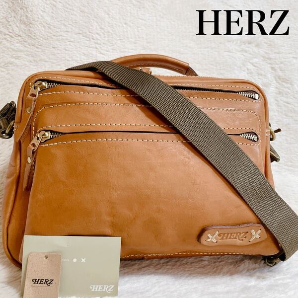 美品 HERZ ヘルツ 多機能 2way ショルダーバッグ オールレザー 本革