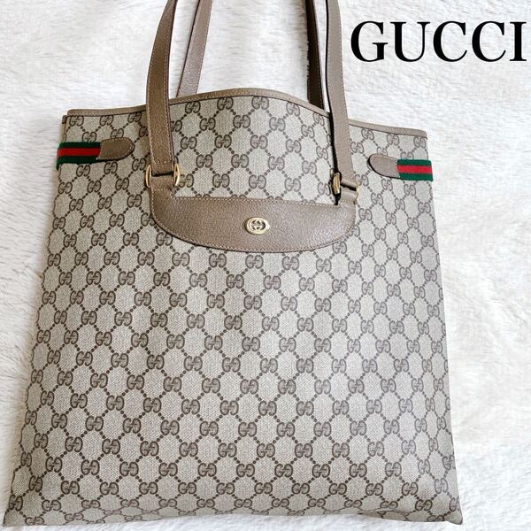 美品 グッチ GUCCI シェリーライン PVC GGスプリーム トートバッグ
