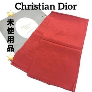 ☆未使用品☆Christian Dior スカーフ トロッター柄 レッド シルク