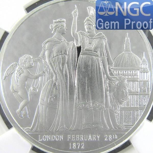 2014(1872) イギリス ロンドン&ライオン 1オンス 銀貨 NGC Ultra Cameo Gem Proof モダンコイン アンティーク