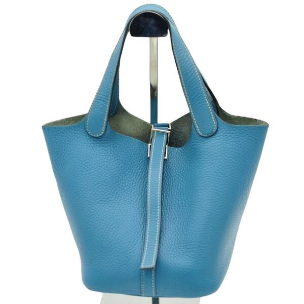 HERMES エルメス ピコタンPM ブルージーン ハンドバッグ □K刻印