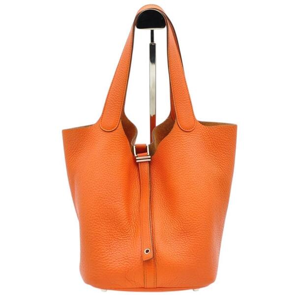 HERMES エルメス 極美品 ピコタンロックMM オレンジ ハンドバッグ □N刻印