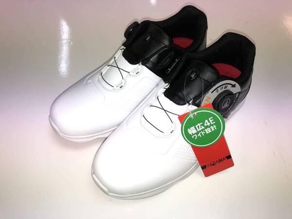 HONMAゴルフ SR12502 WHITE×BLACK 27.0cm 4E ダイヤル式 スパイクレスシューズ