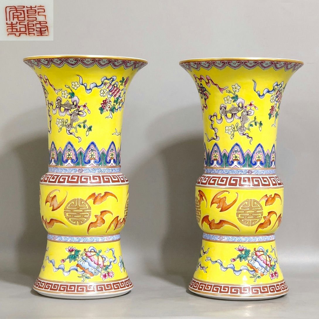 集】052035粉彩四方水盂 花鳥文絵 鑑定印 中国清時代美術焼物｜陶芸