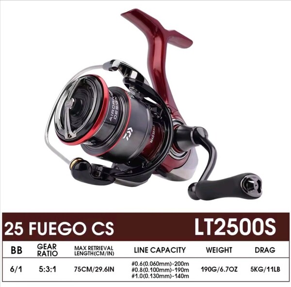 新品未使用 海外モデル フルベアリング 2025 DAIWA FUEGO CS LT 2500S ダイワ 国内発送 カルディア フリームス レガリス レブロス
