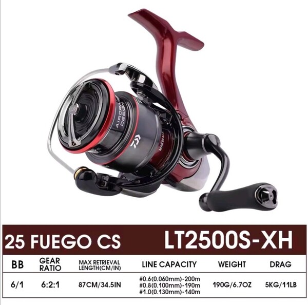 新品未使用 海外モデル フルベアリング 2025 DAIWA FUEGO CS LT 2500S-XH ダイワ 国内発送 カルディア フリームス レガリス レブロス