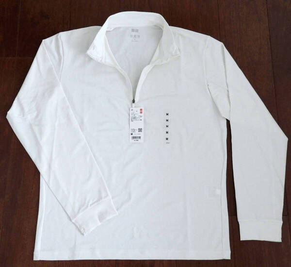 ユニクロ UNIQLO ドライEXUVカットハーフジップTシャツ 長袖 メンズ Mサイズ オフホワイト【新品未使用】