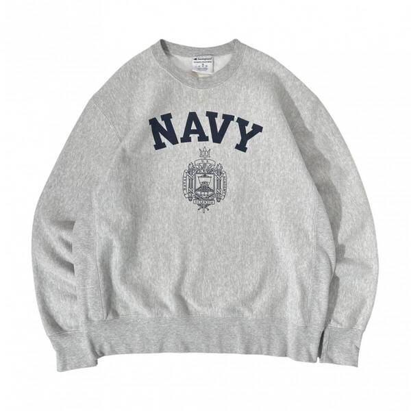 XL チャンピオン Champion 実物 正規品 NAVY USNA アメリカ軍 海軍 リバースウィーブ スウェット トレーナー ミリタリー グレー