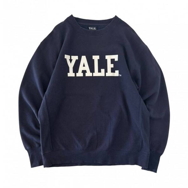 L YALE イエール イェール 大学 カレッジロゴ スウェット トレーナー ロゴ ビックロゴ フェード 褪色 古着 ノームコア ネイビー 紺色 紺
