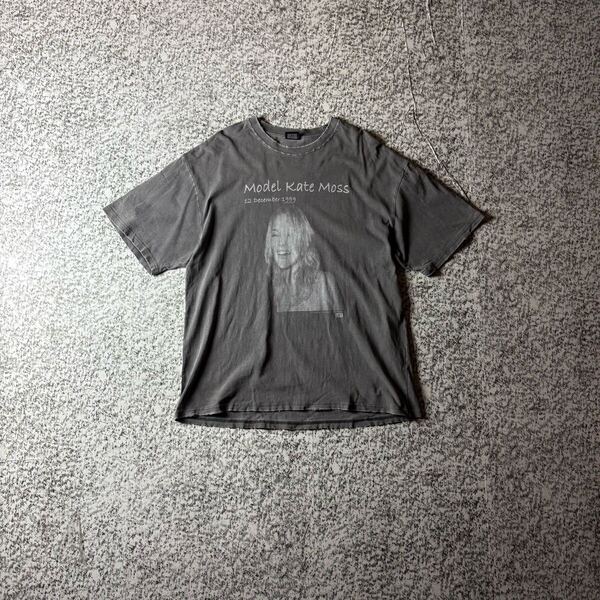 【グッドレギュラー】ケイトモス ヴィンテージ加工 ビッグシルエットTシャツ チャコールグレー Lサイズ ボックスシルエット
