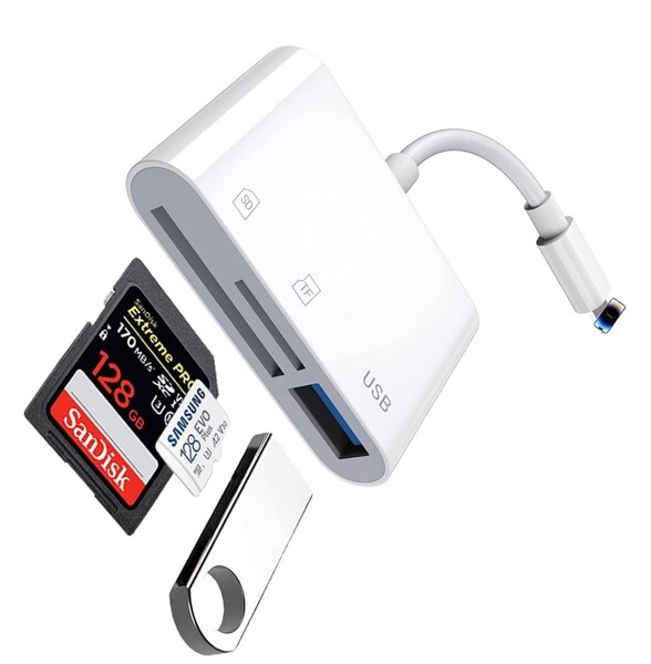 i-Phone用 SDカードリーダー 3in1 USB 3.0/SD/TF 変換アダプター カメラアダプタ メモリカードリーダー OTG対応 高速データ移行