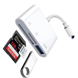 i-Phone用 SDカードリーダー 3in1 USB 3.0/SD/TF 変換アダプター カメラアダプタ メモリカードリーダー OTG対応 高速データ移行
