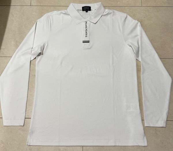 ☆未使用・正規品☆PEARLY GATES パーリーゲイツ PGプリント 春夏 吸汗速乾 ストレッチ ボタンダウン長袖Tシャツ 6号 XL ホワイト