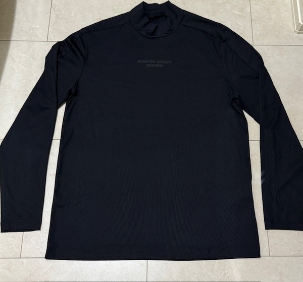・未使用 正規品・マスターバニーbyパーリーゲイツ MASTER BUNNY EDITION 春夏用 ナイロン ストレッチモックネック長Tシャツ 7号 XXL 黒