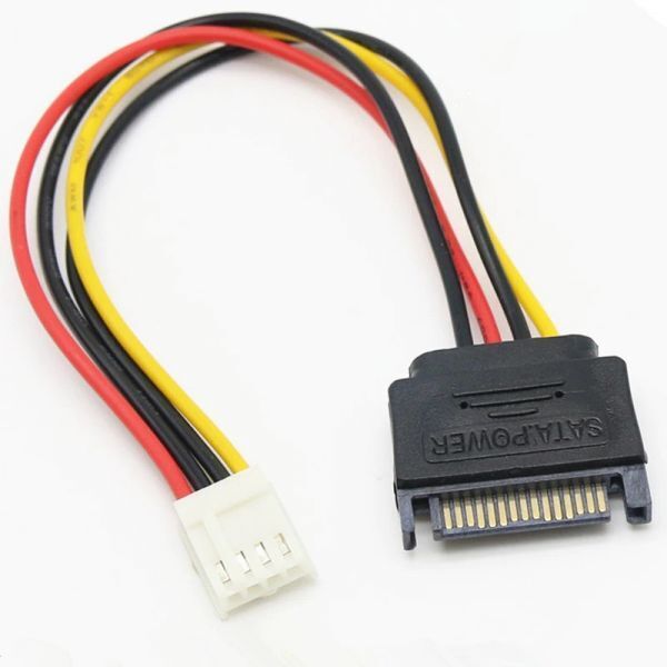 f新品良品即決■送料無料 FFDフロッピー用4pin(メス) →SATA15pin(オス)電源ケーブル 18awgワイヤー20cm
