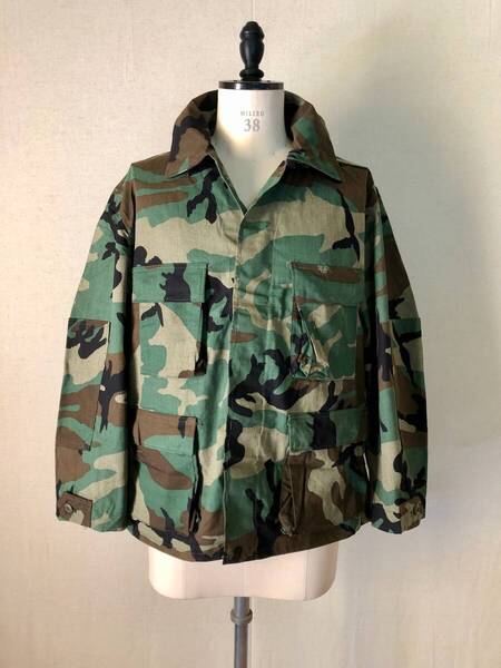 【実物 未使用 デッド】1980s 米軍 BDU ジャケット LARGE-XSHORT U.S.ARMY ノンリップ woodland ウッドランド ミリタリー アメリカ製 YP