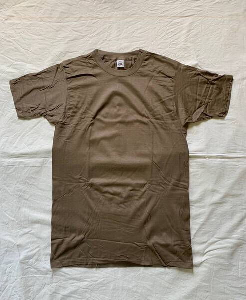 1980s USA製 未使用 デッドストック FRUIT OF THE LOOM コットンTシャツ MEDIUM ブラウンTシャツ 米軍 ヴィンテージ