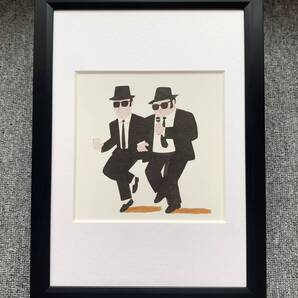 ■和田誠 『映画 ブルース・ブラザーズ』A4サイズ 額入り 貴重イラスト 印刷物 ポスター風デザイン 額装品 アートフレーム インテリア 名画