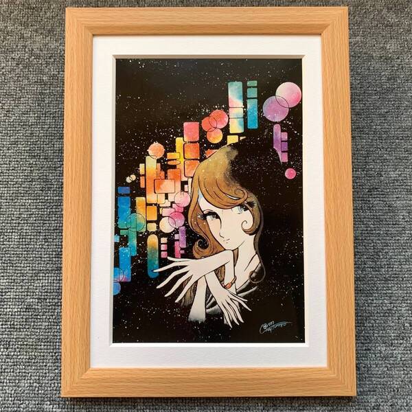 ■松本零士 貴重イラスト B5サイズ 額入り 印刷物 ポスター風デザイン 額装品 アートフレーム インテリア 美女