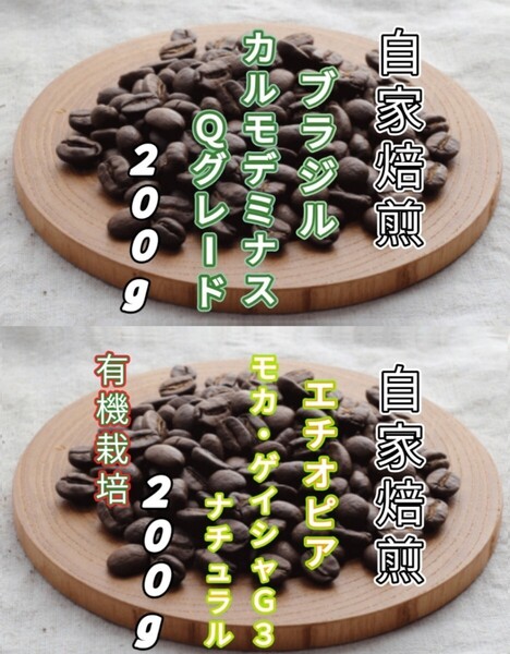 【ブラジル】No.2カルモデミナス 【エチオピア】モカ・ゲイシャG3 自家焙煎豆 各200g(自家焙煎 コーヒー豆 コーヒー )