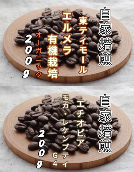 【東ティモール】エルメラ【エチオピア】モカ・レケンプティG4 自家焙煎豆 各200g(自家焙煎 コーヒー豆 コーヒー )