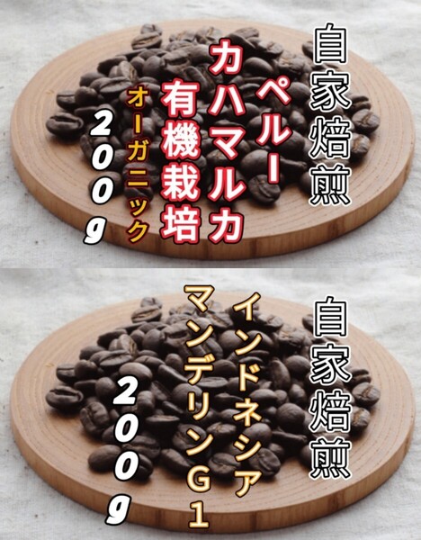 【ペルー】カハマルカ【インドネシア】マンデリンG1 各200g(自家焙煎 コーヒー豆 珈琲 コーヒー)