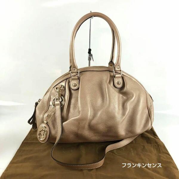 GUCCI グッチ スーキー 2way ハンドバッグ ショルダーバッグ ピンクベージュ インターロッキングGチャーム付 ボストン 廃盤 レア