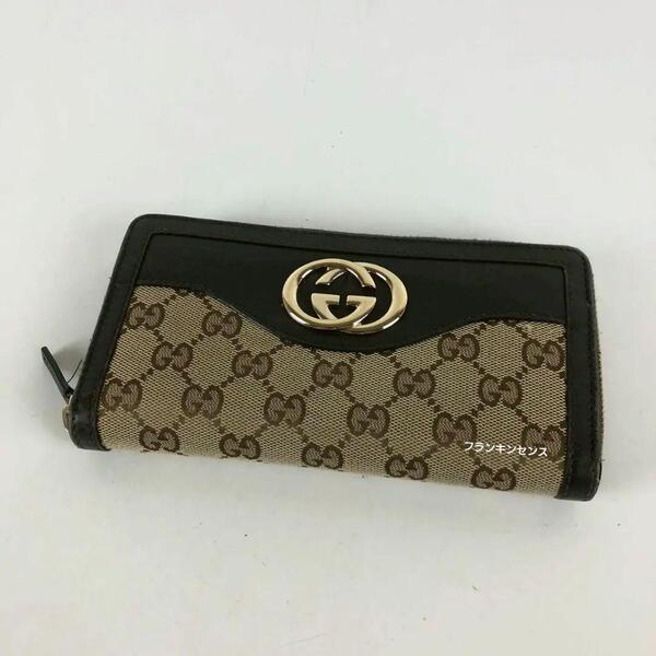 GUCCI グッチ GGキャンバス インターロッキングG ラウンドファスナー長財布 ウォレット 定番人気 メンズ レディース