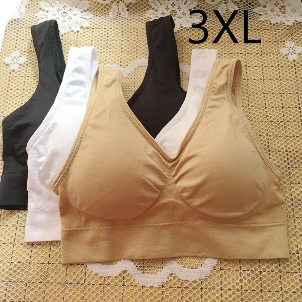 ジニエブラ ベーシックカラー 3XL サイズ 3枚セット ノンワイヤー スポブラ スポーツブラ ナイトブラ マタニティー ジニエ genie bra ブラ