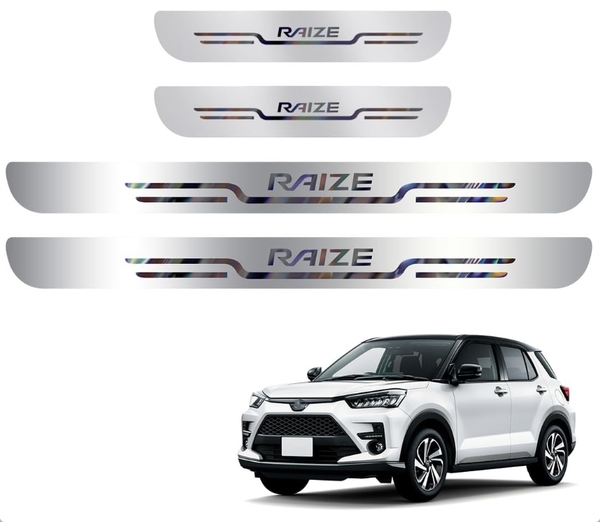 ライズ 光鏡面設計サイドステップガード スカッフプレート シルバー4枚セット キズ・汚れ防止 新品 送料込み