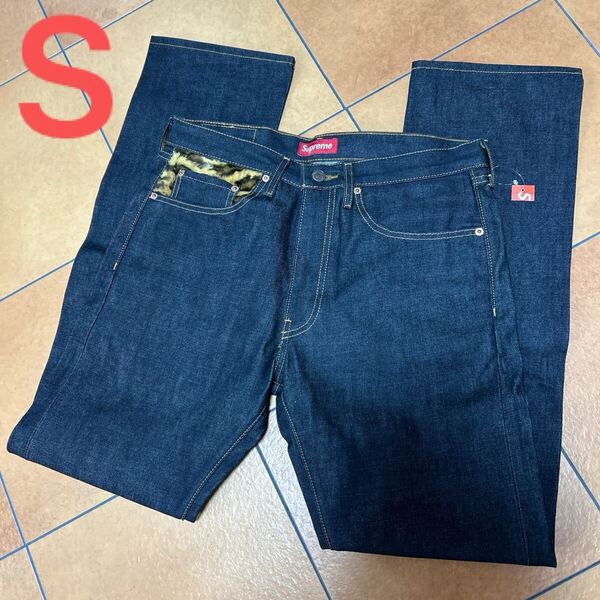 12FW S 新品 Supreme × Levi's 505 デニムパンツ W30 L32 ブラック シュプリーム リーバイス 赤耳 セルビッチ デニム ジーンズ バギー 紺