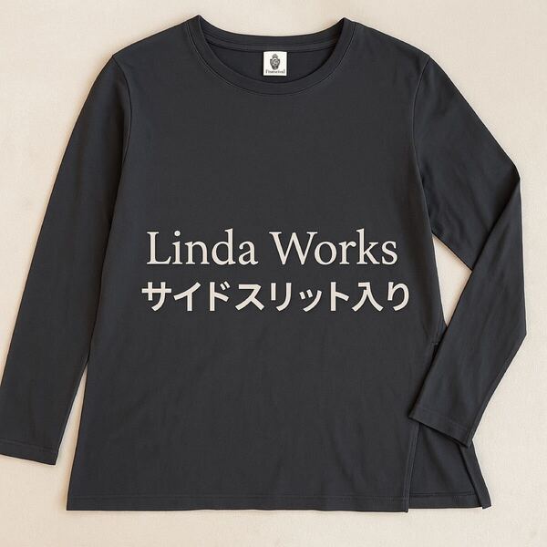 LINDA WORKS 長袖ヨガTシャツ サイドスリット入り 黒 Mサイズ