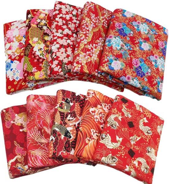 生地 和柄 はぎれ 和風 10枚入り 多様なパターン DIY 裁縫 ハンドメイド 手芸素材 福袋 20x25cm