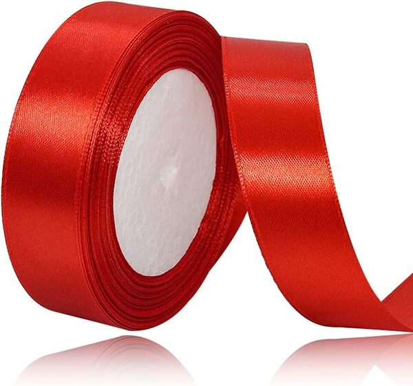 4個セット オリジナルリボン作品を量産 幅25mm 長さ23メートルが四点あります レッド 赤色 目立つインパクト作品 お祝い