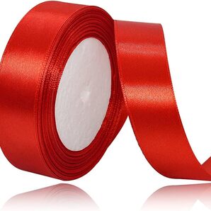 4個セット オリジナルリボン作品を量産 幅25mm 長さ23メートルが四点あります レッド 赤色 目立つインパクト作品 お祝い