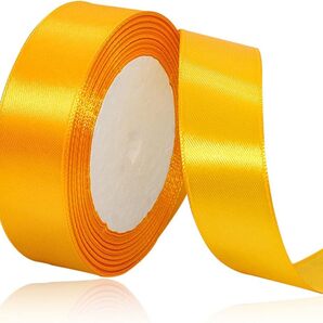 4個セット オリジナルリボン作品を量産 幅25mm 長さ23メートルが四点あります イエロー 黄色 目立つインパクト作品 お祝い